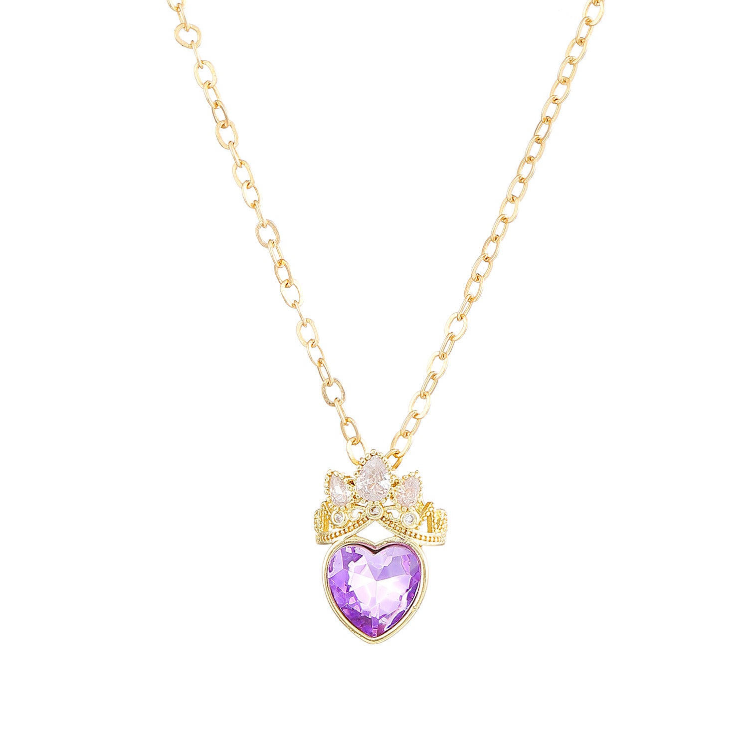 Wholesale Crown Diamond Fashion Personality Hollow Love Pendant Necklace